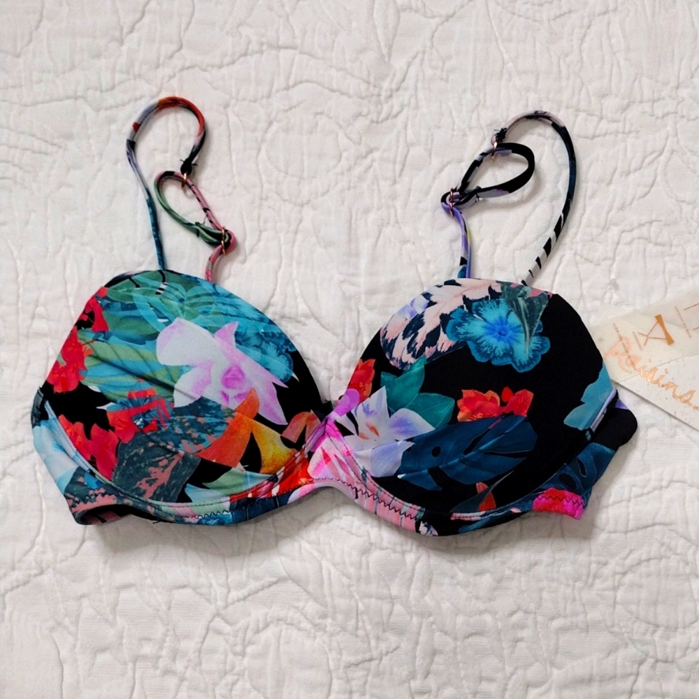 Raisins Moonshadow Underwire Bra Push Up Bikini Top New Small